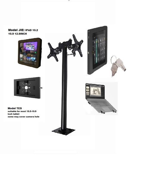(AVR120TESJIE) dual tablet floor stand SPEEDSMOUNT screw on floor or desktop anti theft