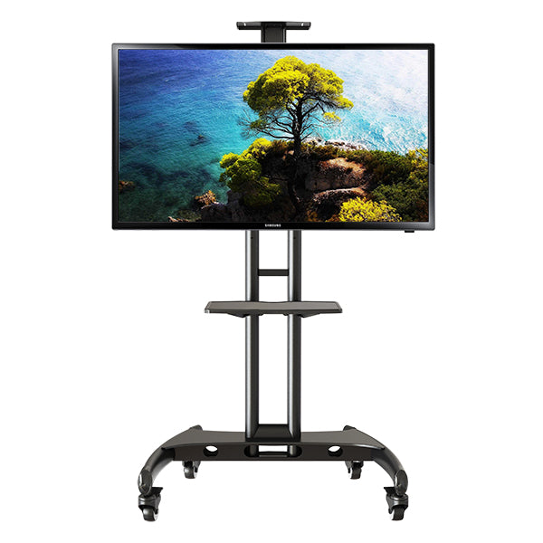 (AVR1500)42-75inch TV stand mobileCart with Wheels Floor Stand with laptop AV Shelf Holds Up to 44KG, Height Adjustable Trolley Max VESA 600x400mm