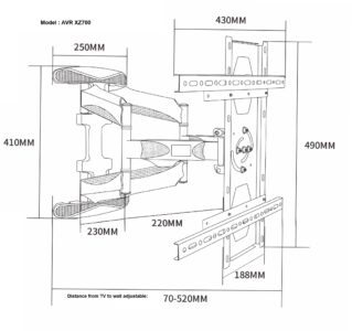 (U80-X/XZ700 rotate TV bracket mount Full Motion for Display up to 65 ...